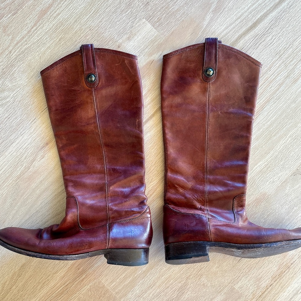FRYE Melissa Button Leather Riding Boots